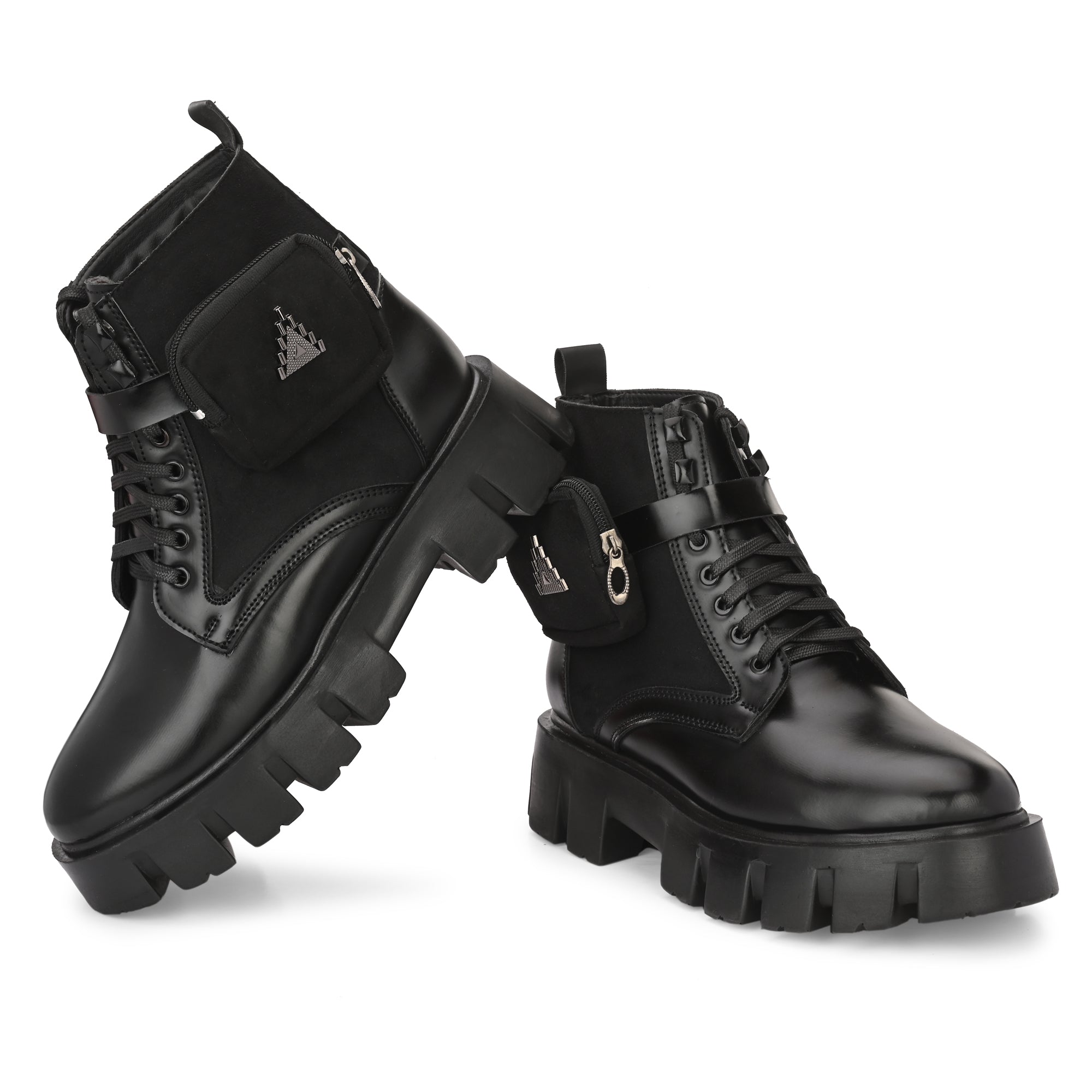 attitudist-black-velvet-upper-pocket-boots-for-men
