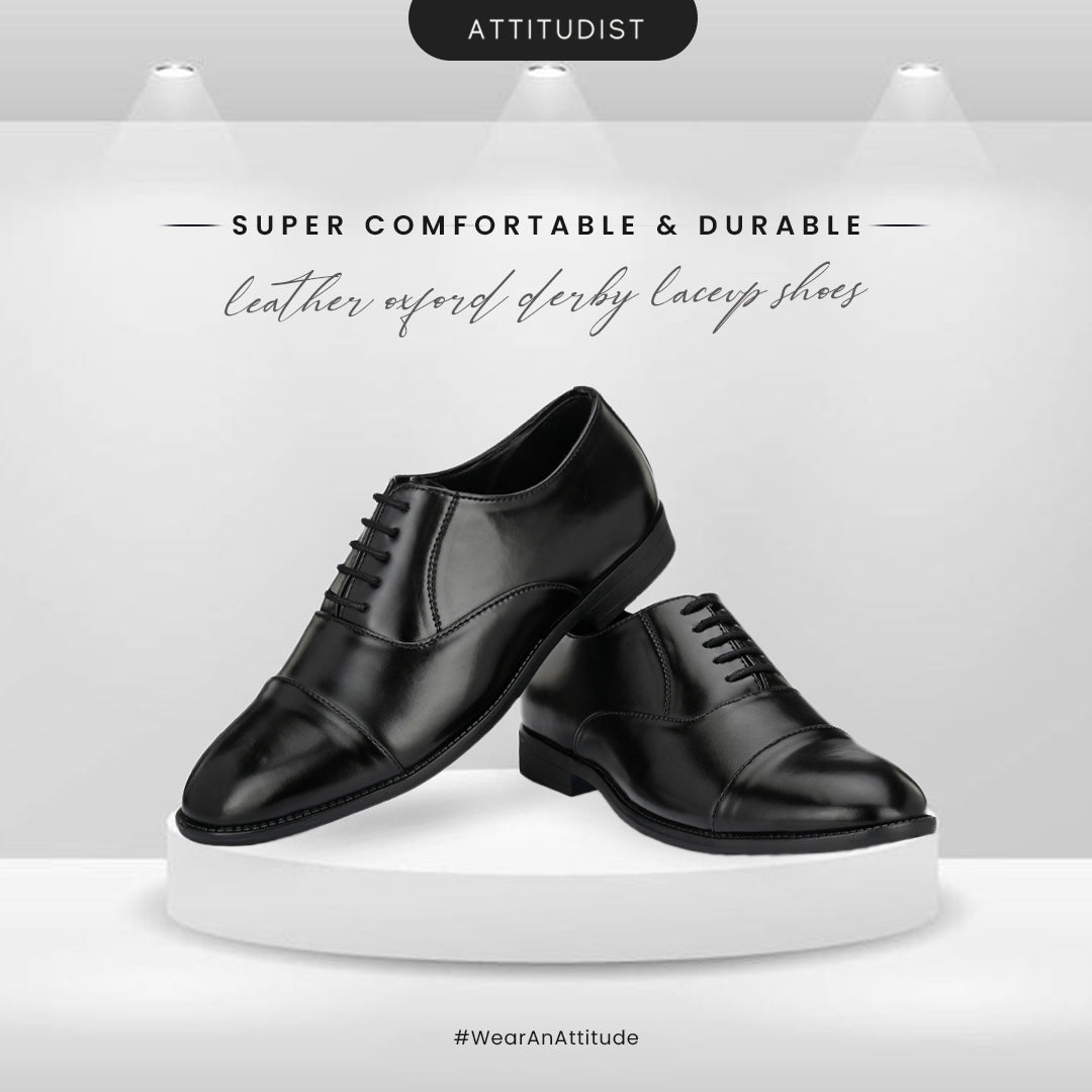 Formal Lace Up Attitudist Shoes for Men With Design - 3704Black - ATTITUDIST