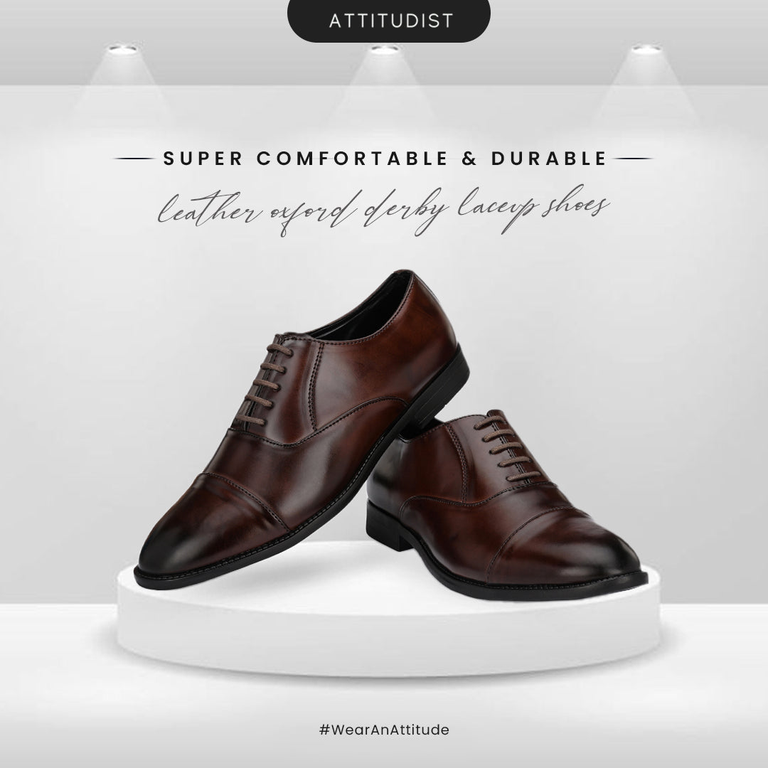Formal Lace Up Attitudist Shoes for Men With Design - 3704Brown - ATTITUDIST