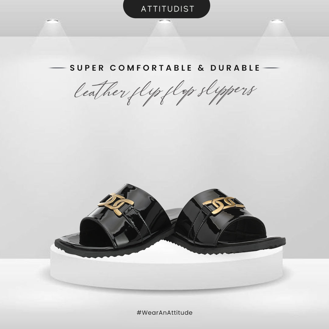 attitudist-glossy-black-flip-flop-for-men-designed-with-golden-buckle