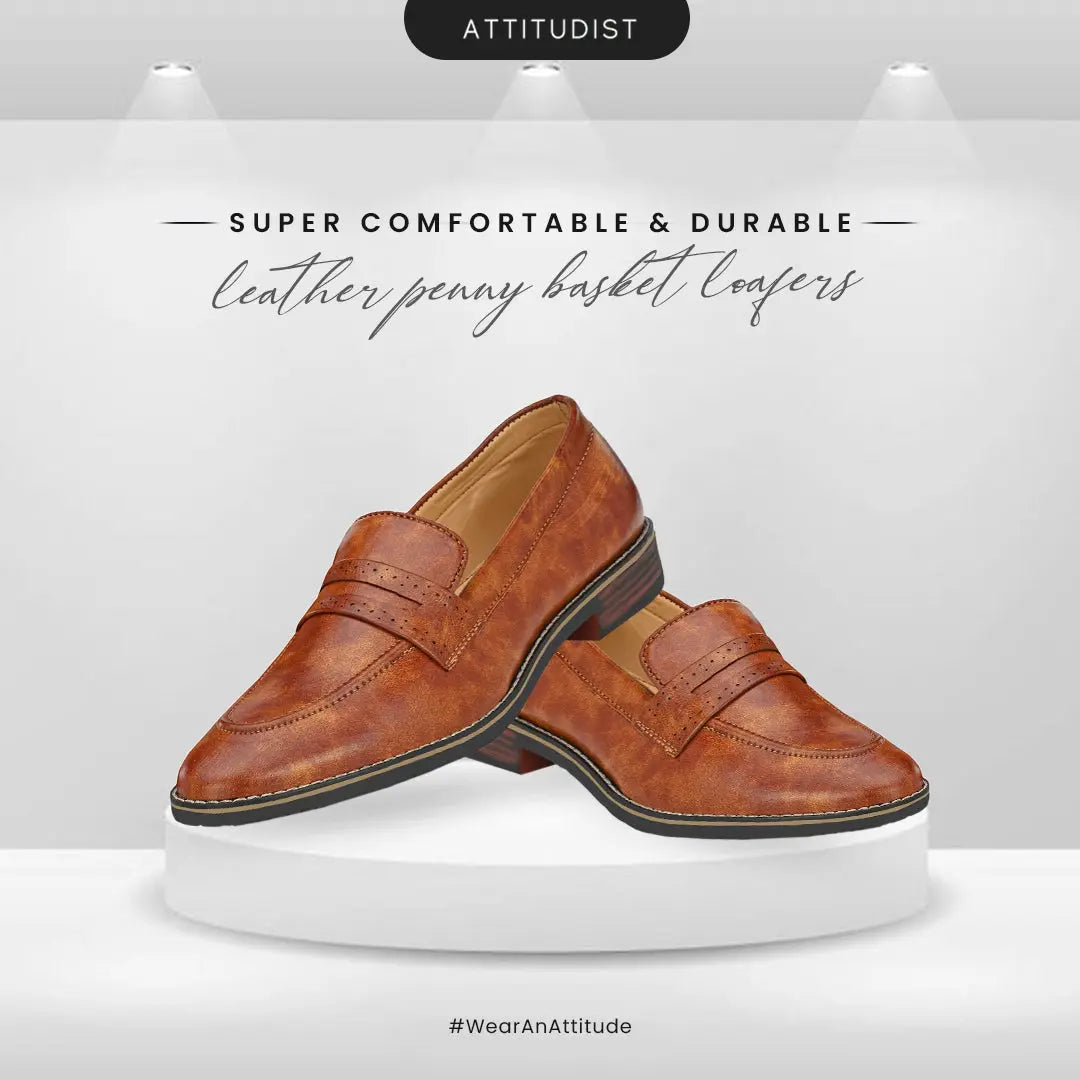 Tan Loafers Attitudist Shoes for Men - SP2C - ATTITUDIST