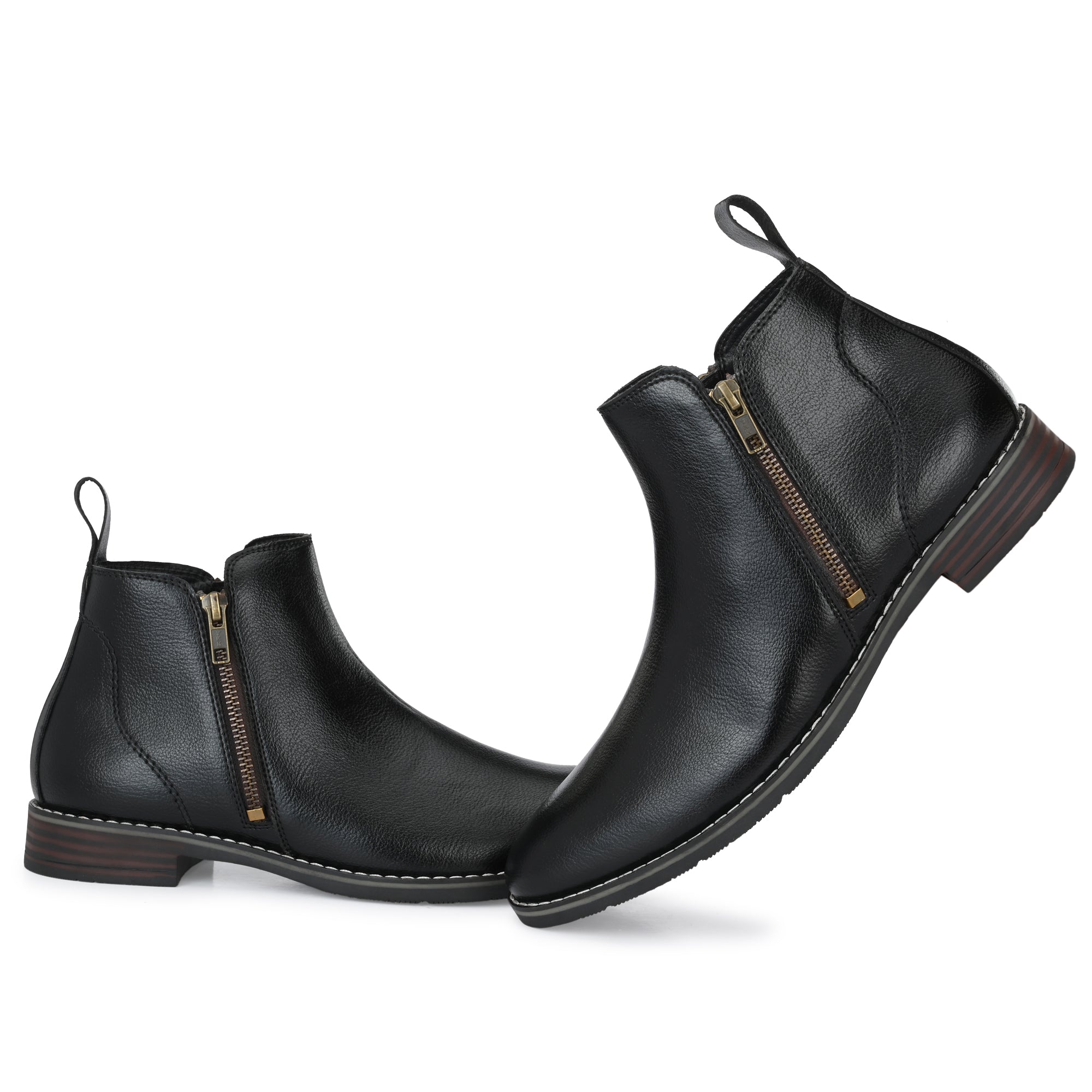Attitudist Black Ankle Boot Both Zip For Men - ATTITUDIST