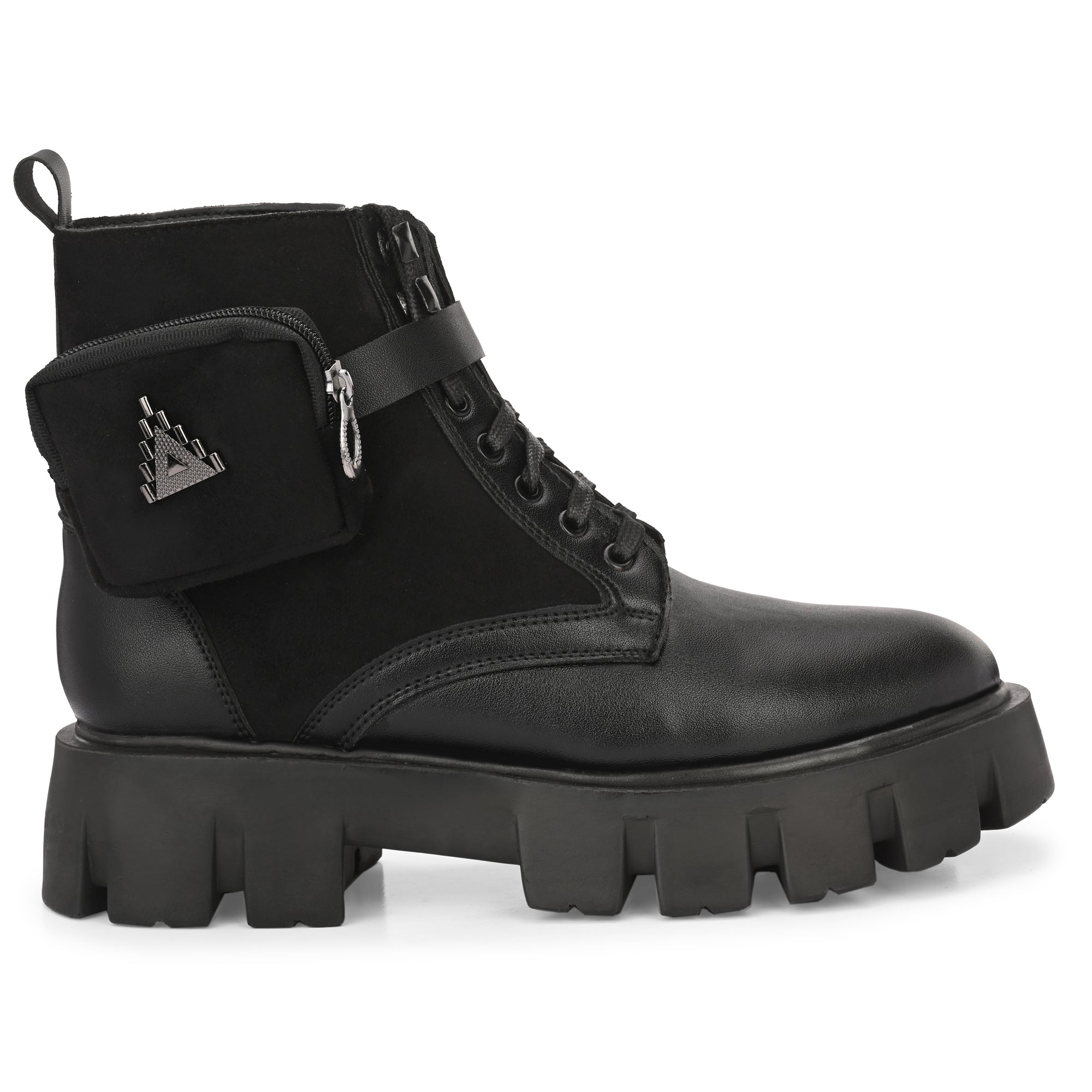 attitudist-black-velvet-upper-textured-pocket-boots-for-men