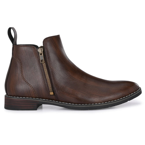 Attitudist Brown Ankle Boot Both Zip For Men - ATTITUDIST