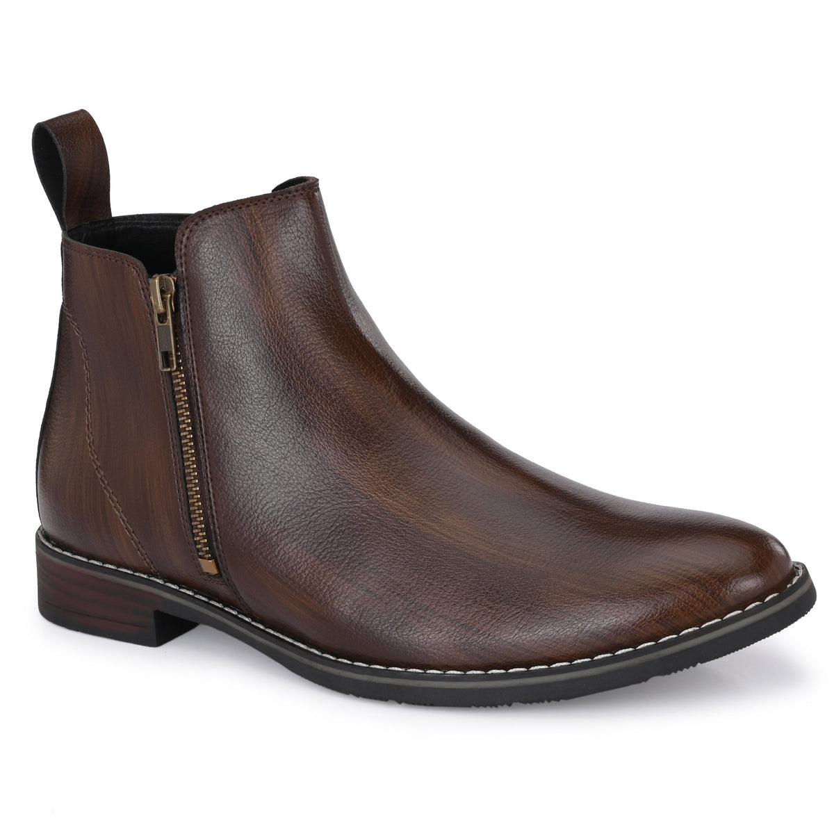 Attitudist Brown Ankle Boot Both Zip For Men - ATTITUDIST