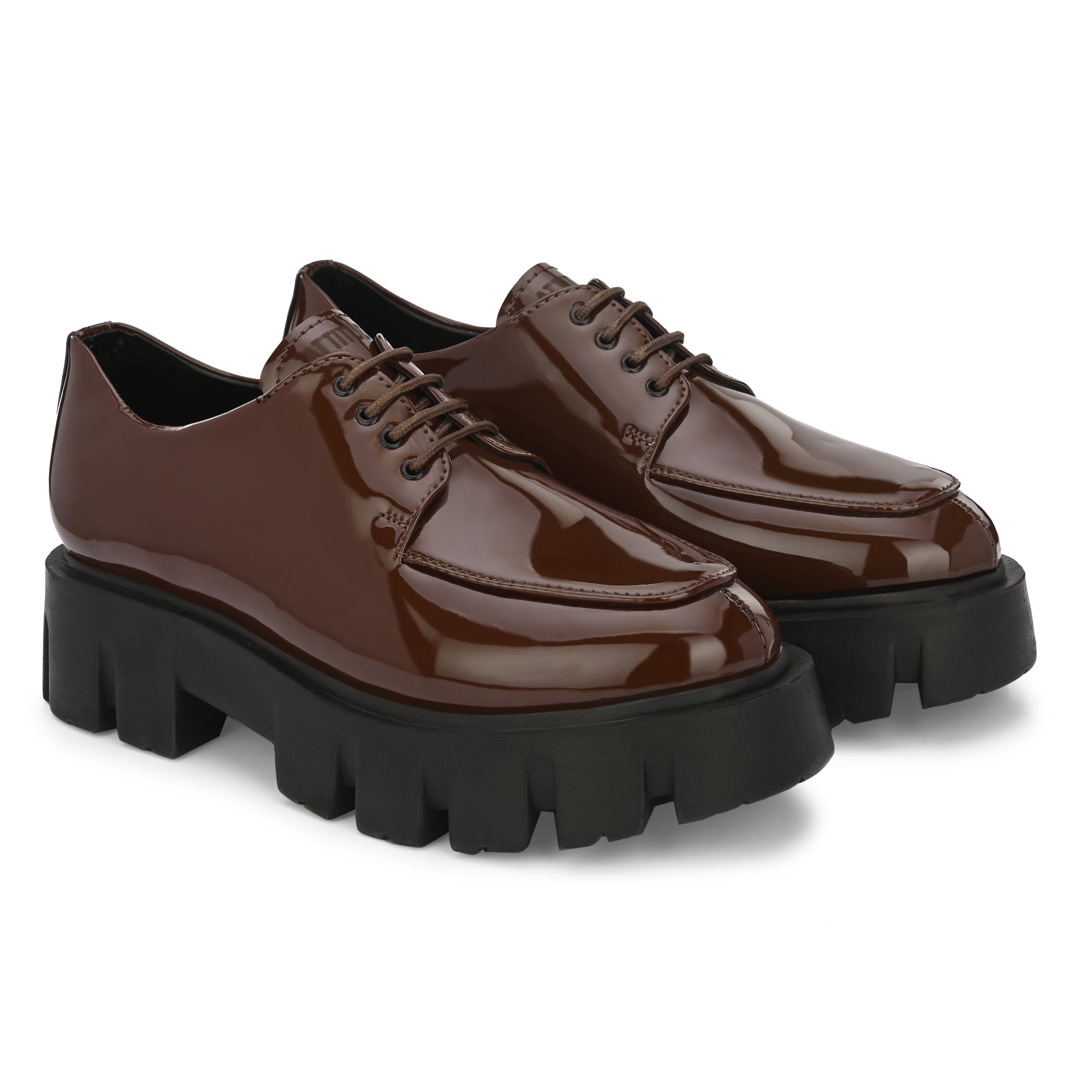 Attitudist Glossy Black High Heel Derby Shoes For Men - ATTITUDIST