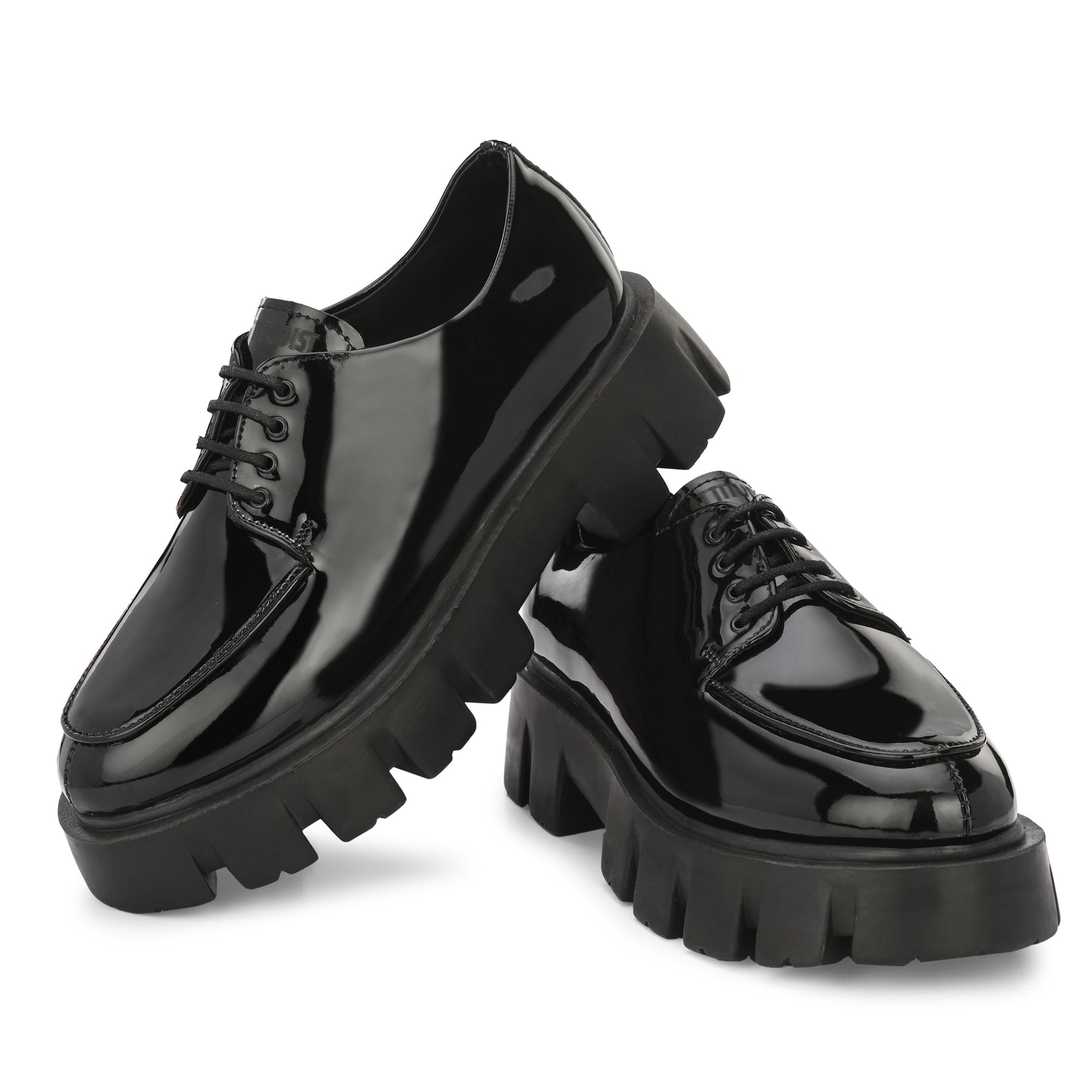 Attitudist Glossy Black High Heel Derby Shoes For Men - ATTITUDIST