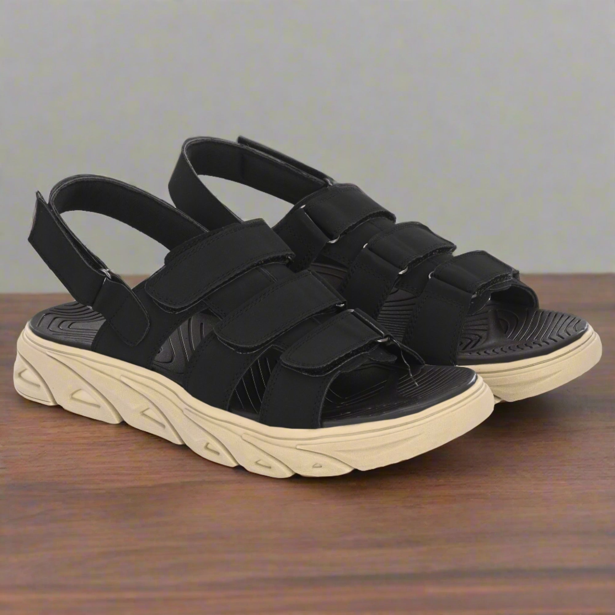 Black athletic hot sale sandals