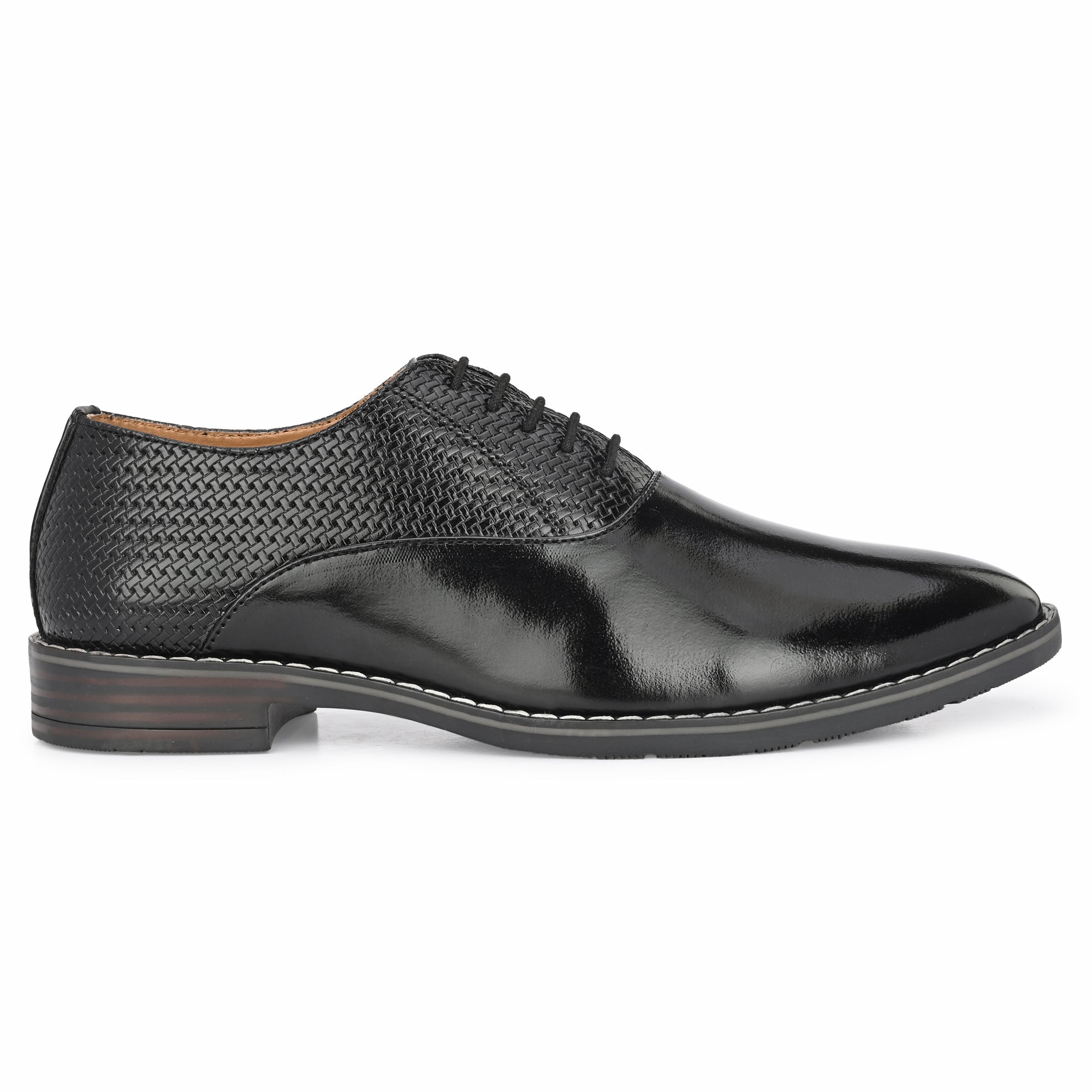 Attitudist Handcrafted Oxford Glossy Black Laceup