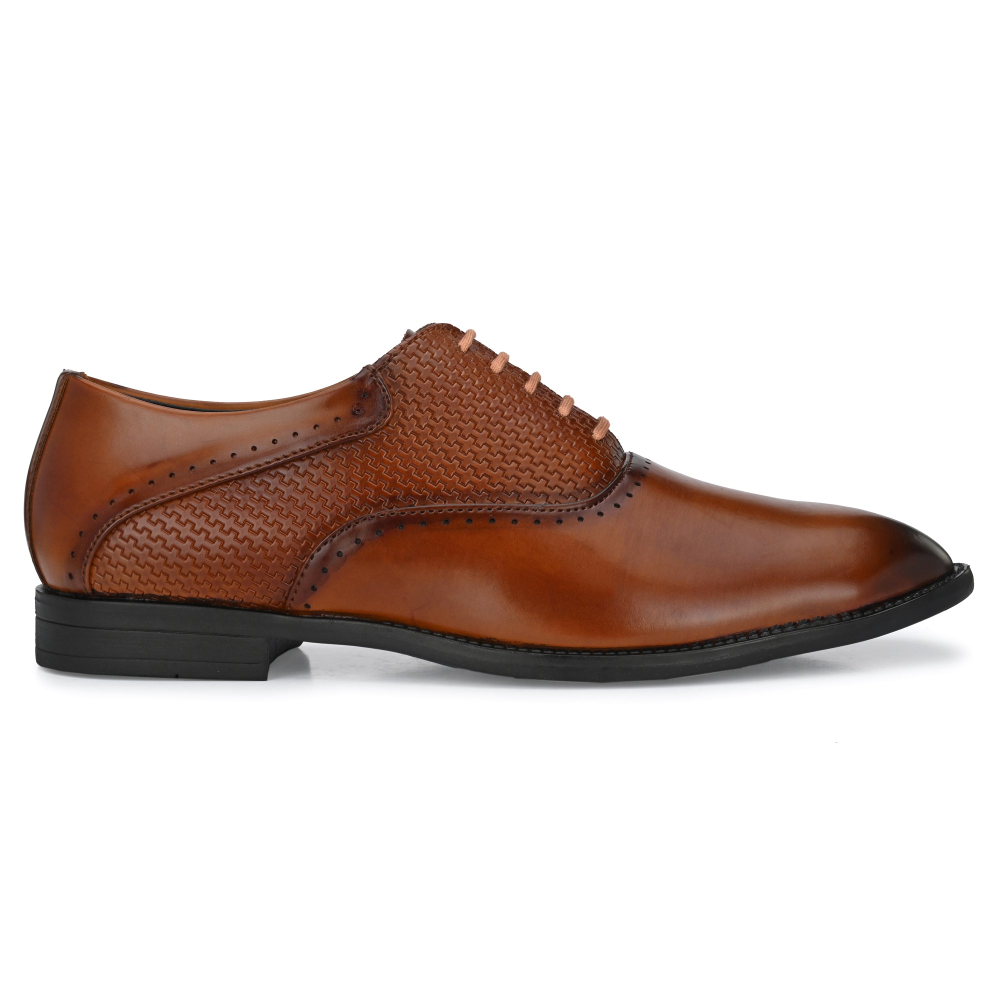 Attitudist Handcrafted Oxford Gradient Tan Formal Laceup Derby Shoes With Semi Chatai Design For Men MTOBSF