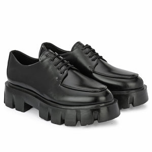 Attitudist Matte Black High Heel Formal Derby Shoes