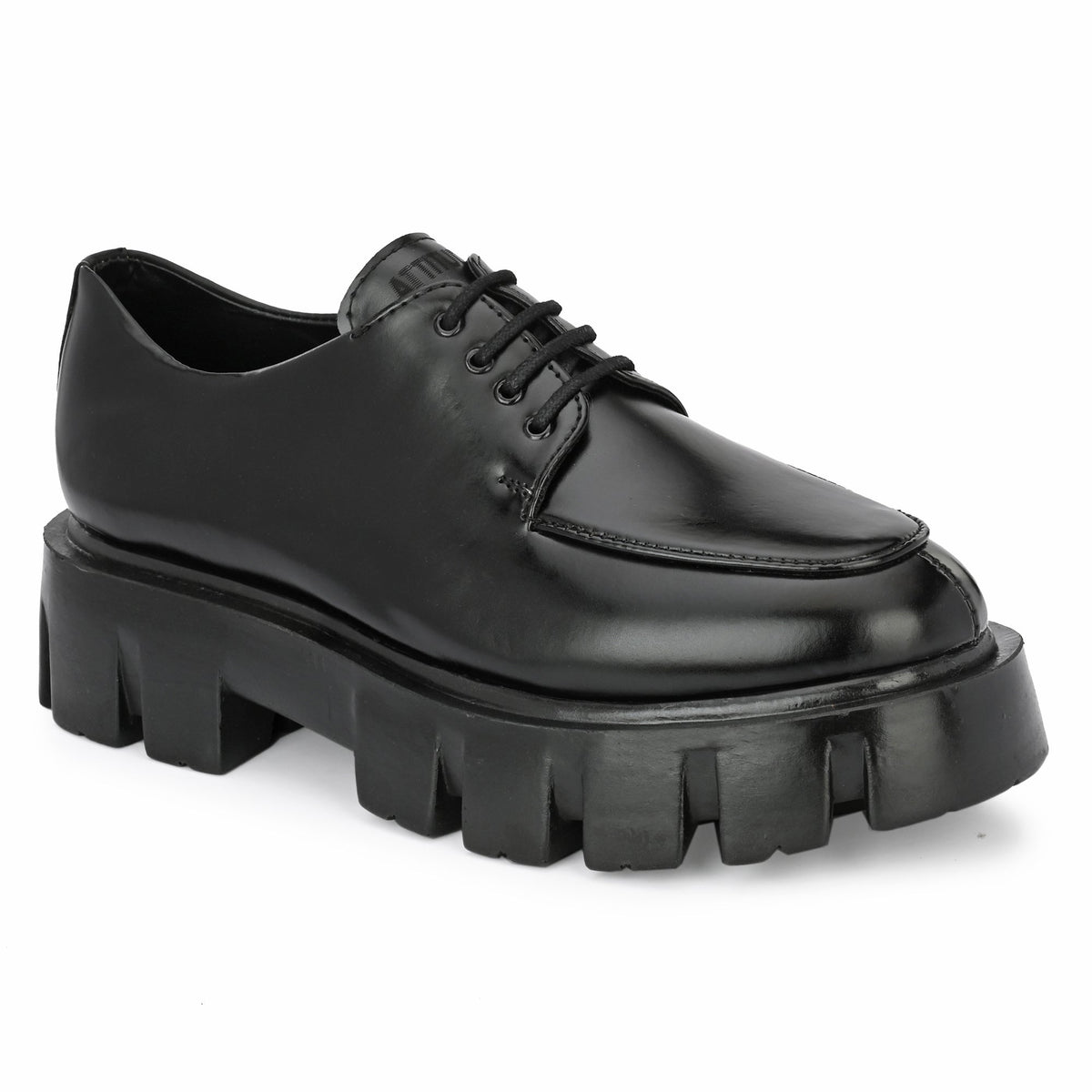 Attitudist Matte Black High Heel Formal Derby Shoes