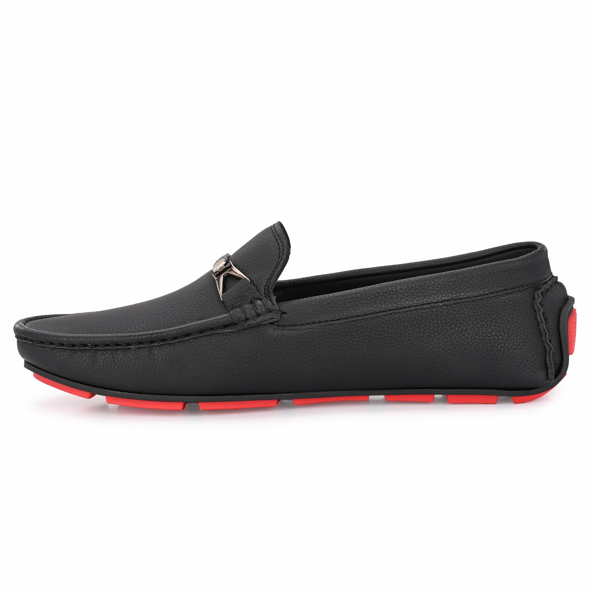 Buy Black Leather And Stone Washed Fabric Dabak Horse-bit Buckle Loafers  For Men by Artimen Online at Aza Fashions.