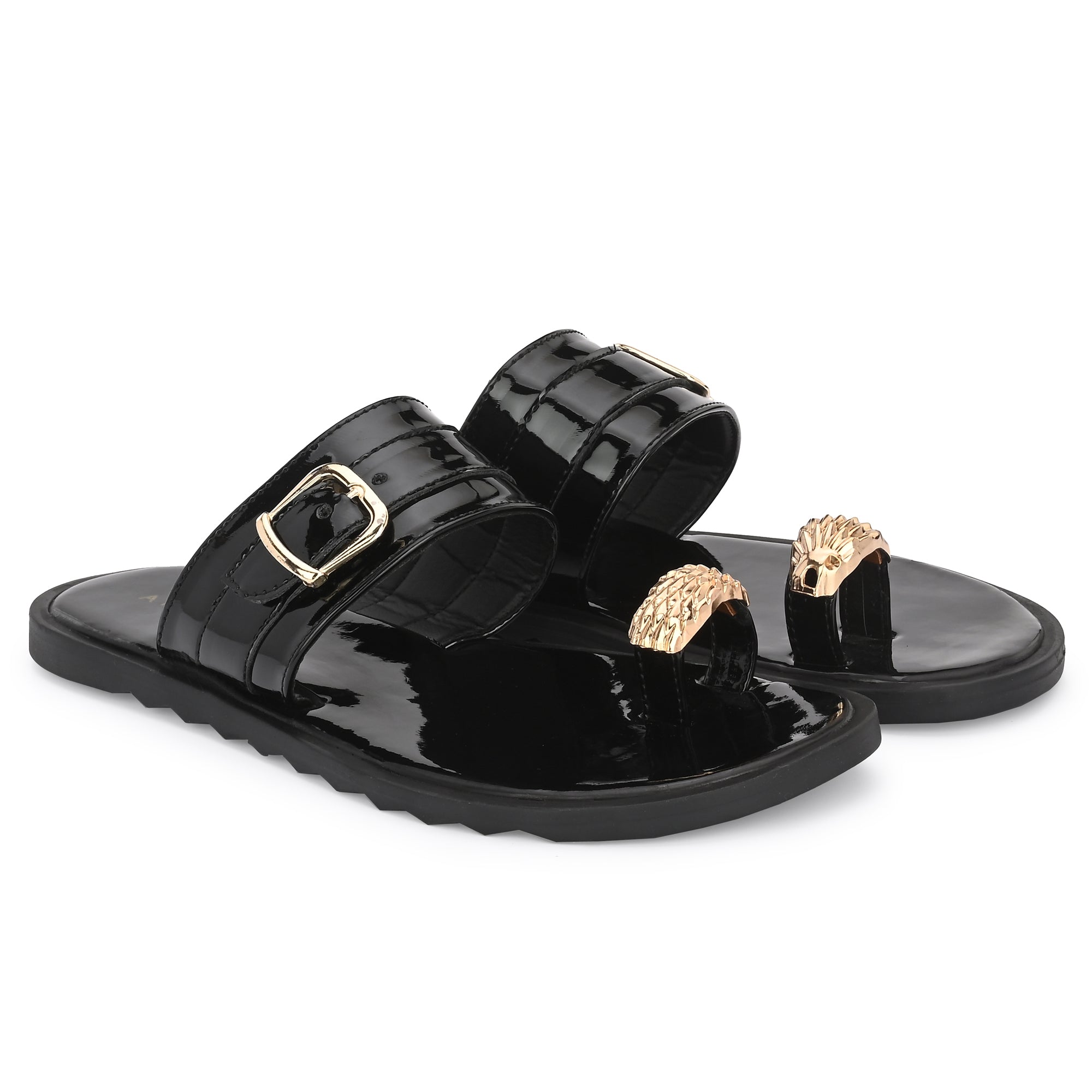 attitudist-glossy-black-clip-toe-stylish-ethnic-slippers-for-men