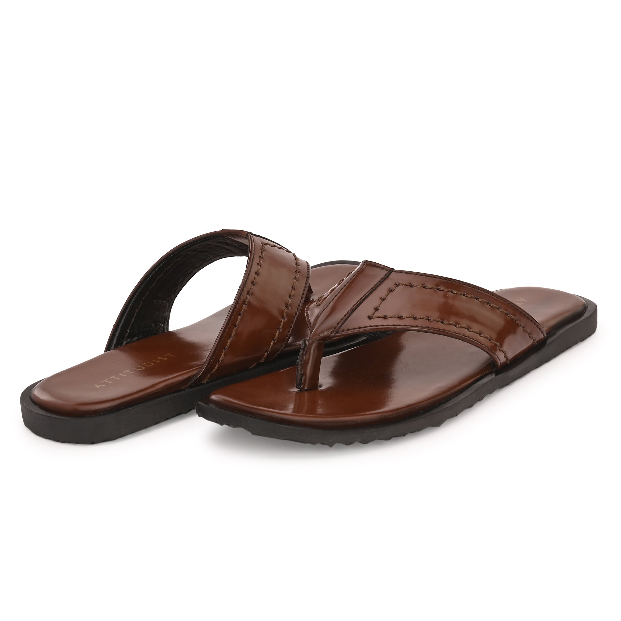 attitudist-brown-double-stitched-strap-thong-slippers-for-men