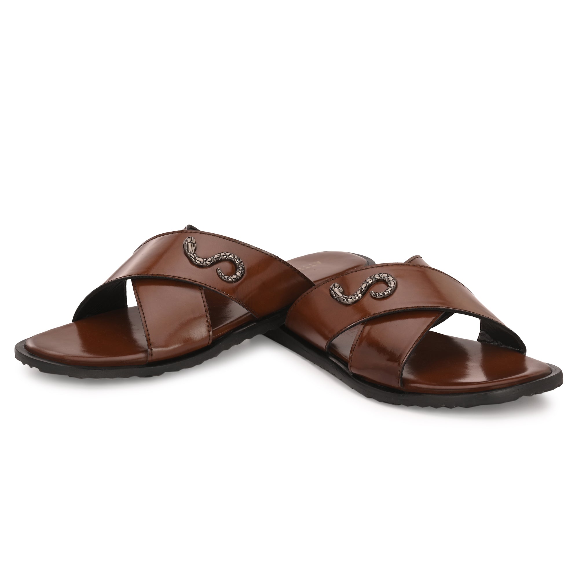 attitudist-brown-cross-over-slippers-for-men-silver-side-brooch