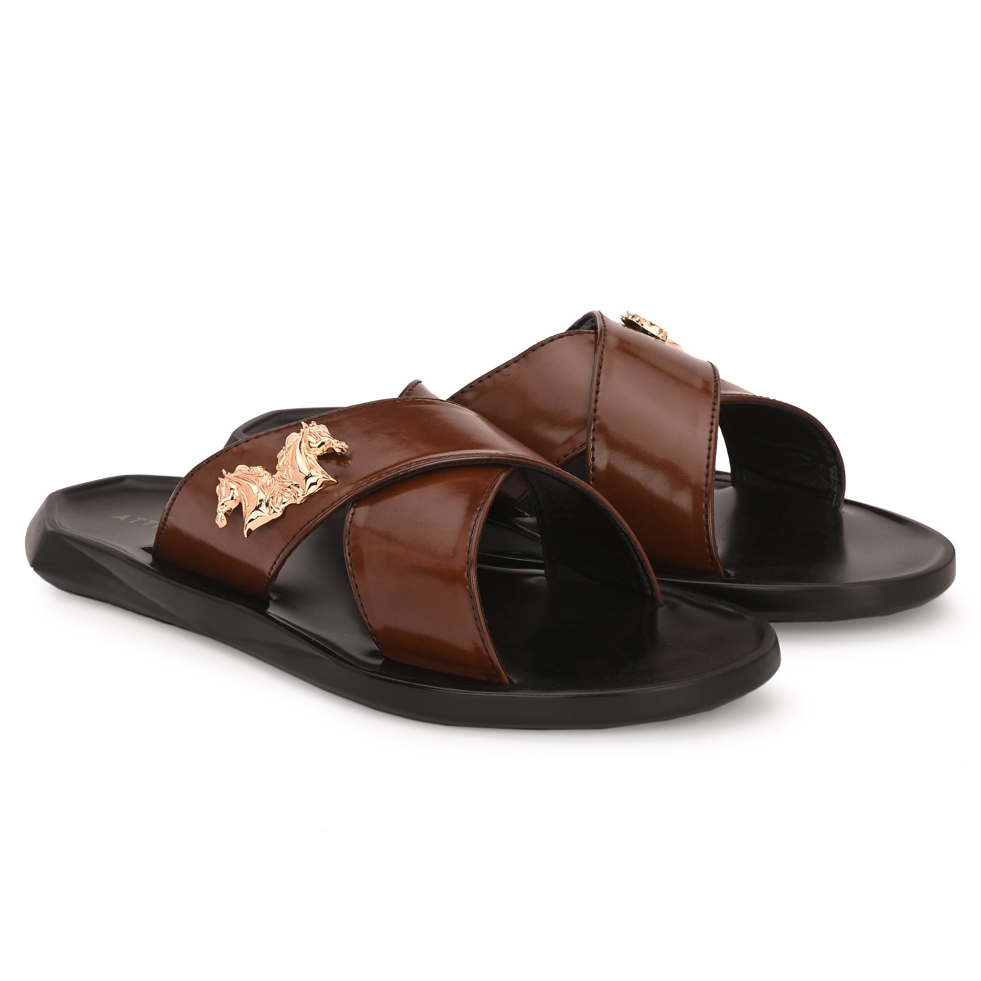 attitudist-brown-cross-over-slippers-for-men-with-rose-gold-side-brooch