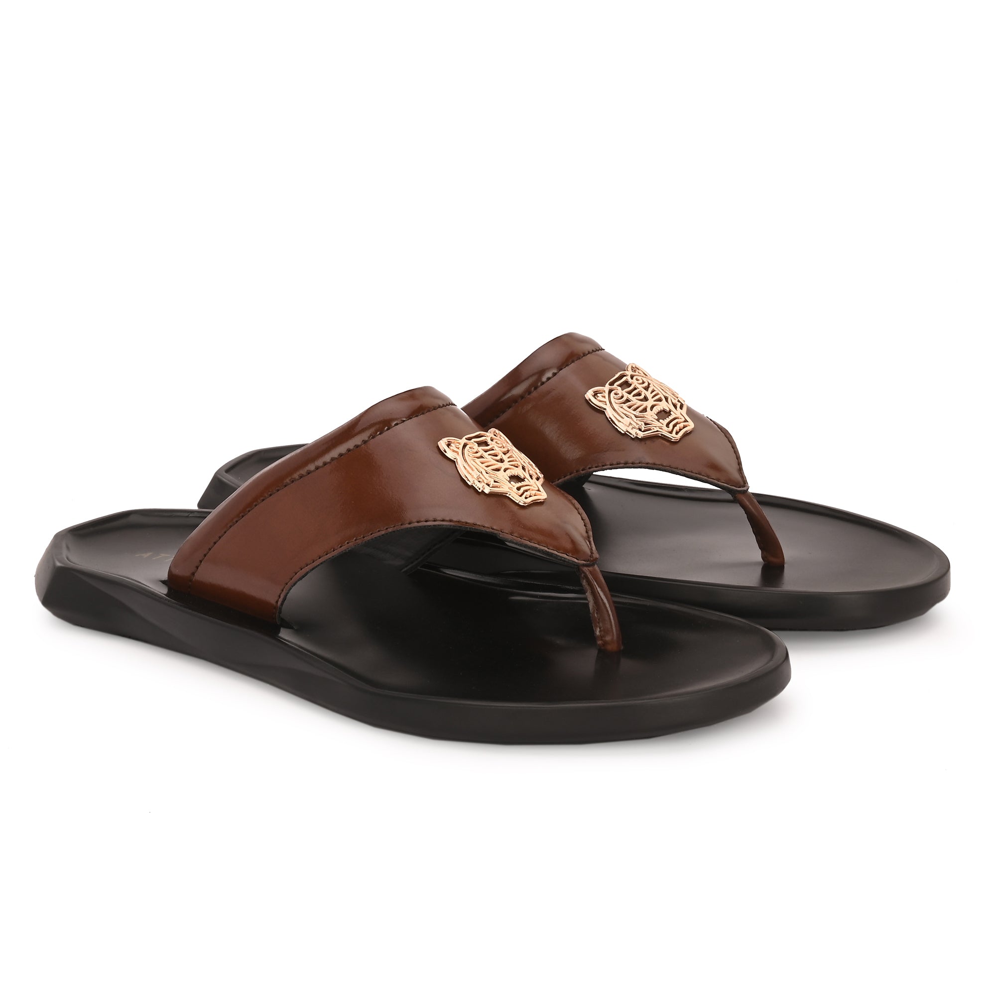 attitudist-brown-thong-slippers-for-men-with-tiger-brooch